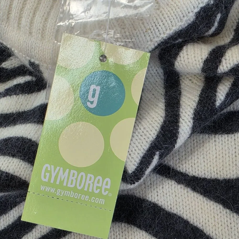 Vintage Deadstock Gymboree Mod Zebra Angora Sweater Size 5 White Black B2 School
